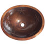 Mexican Copper Hammered Sink -- s6007 Oval Vessel Stars